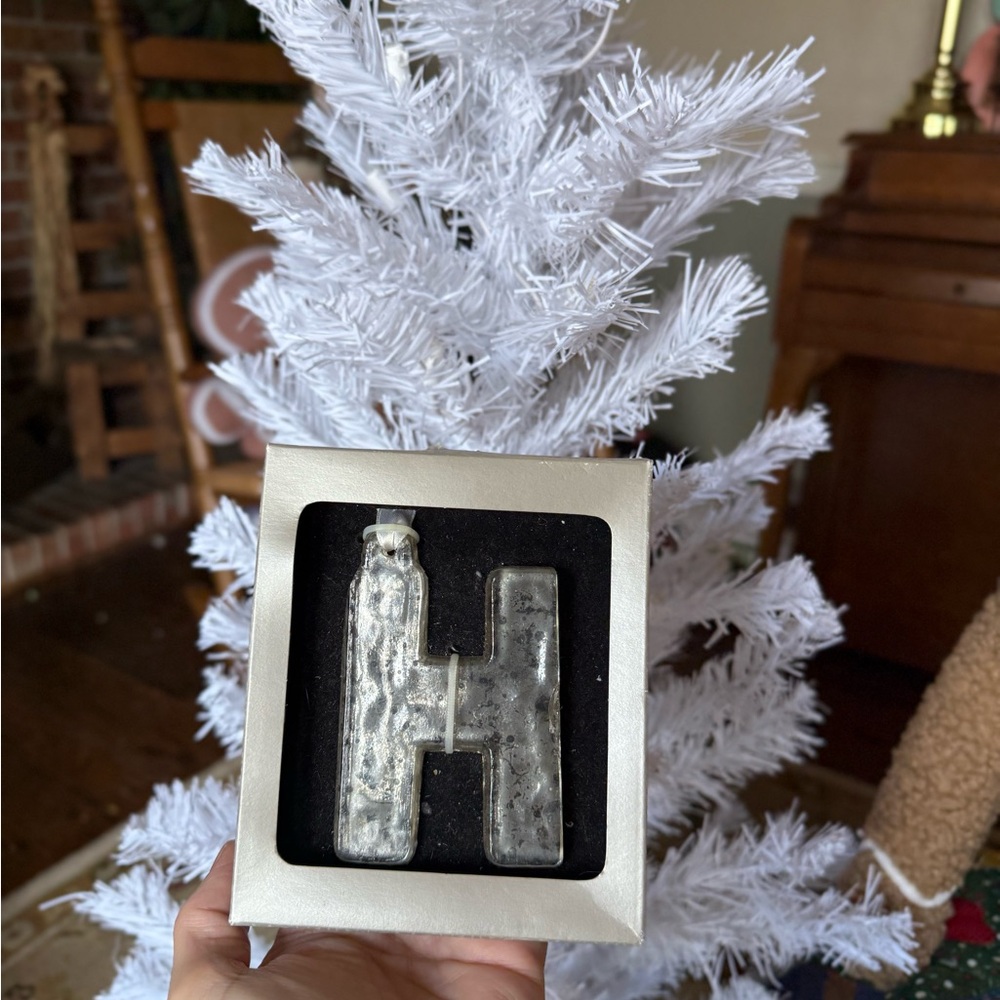 MERCURY GLASS LETTER Ornament Faux Mercury Glass Silver Initial Rustic Antiqued